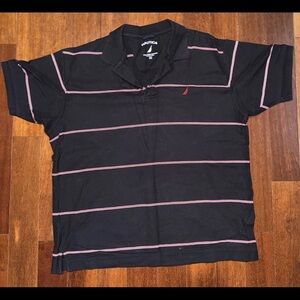 Nautica Men's Short Sleeve Collared Striped Polo Shirt; 100% Pima Cotton;Size XL